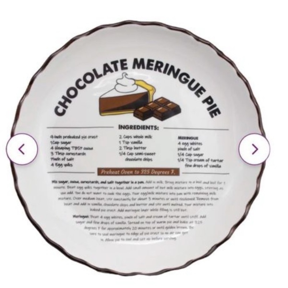 Elise For‎ Elise Chocolate Meringue Pie Ceramic Plate NIB